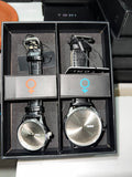 TOMI T-045 casual couple watch gift set featuring silver dial and black dial variants