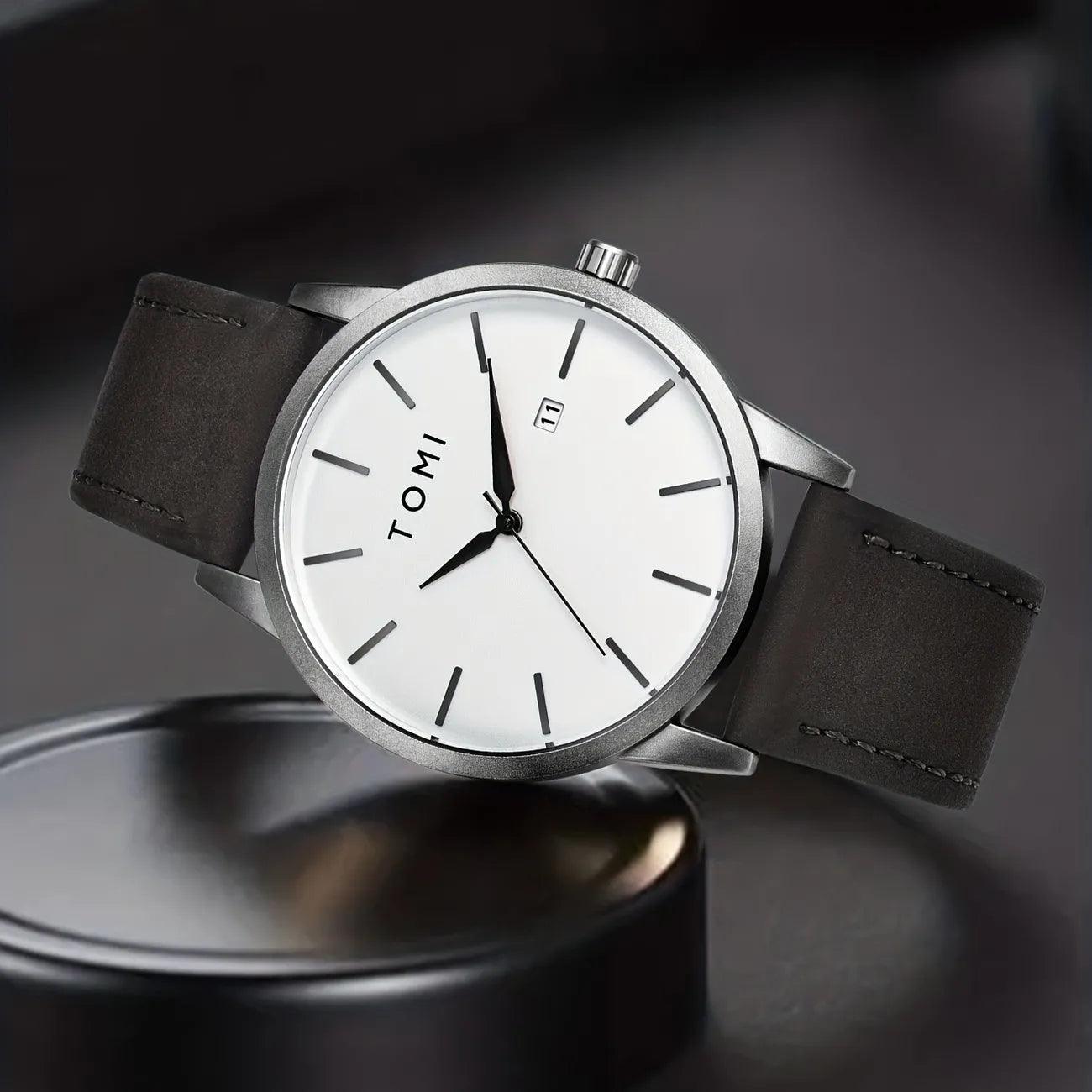 TOMI T-071 Watch For Men Date Quartz Round Shape - Tomi Watches