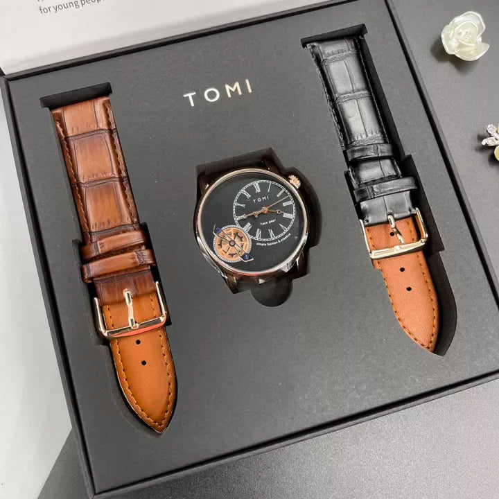 TOMI T-103 Face Gear Dual Strap Watch - Tomi Watches