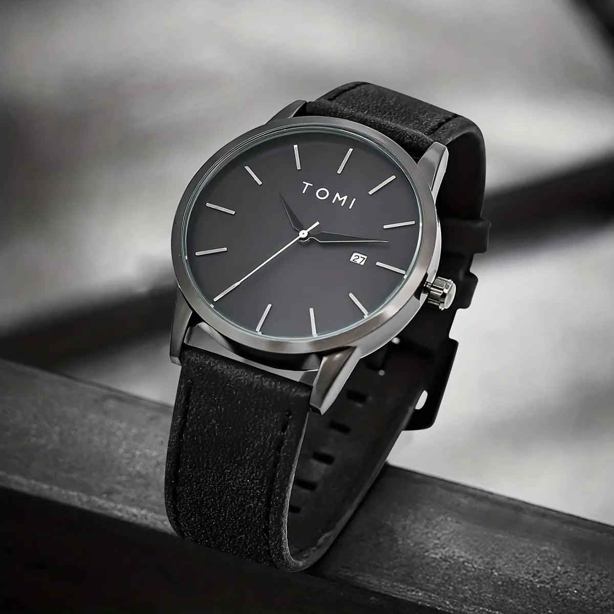 TOMI T-071 Watch For Men Date Quartz Round Shape - Tomi Watches