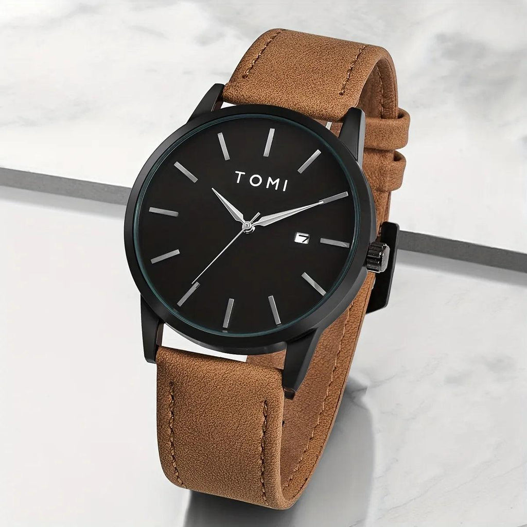 TOMI T-071 Watch For Men Date Quartz Round Shape - Tomi Watches