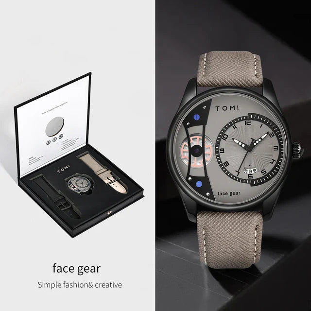 TOMI T-105 Dual Strap Face Gear Watch - Tomi Watches