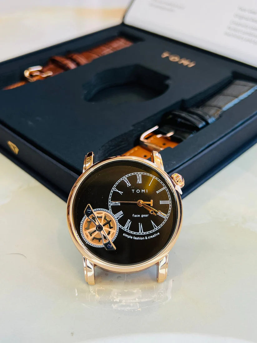 TOMI T-103 Face Gear Dual Strap Watch - Tomi Watches