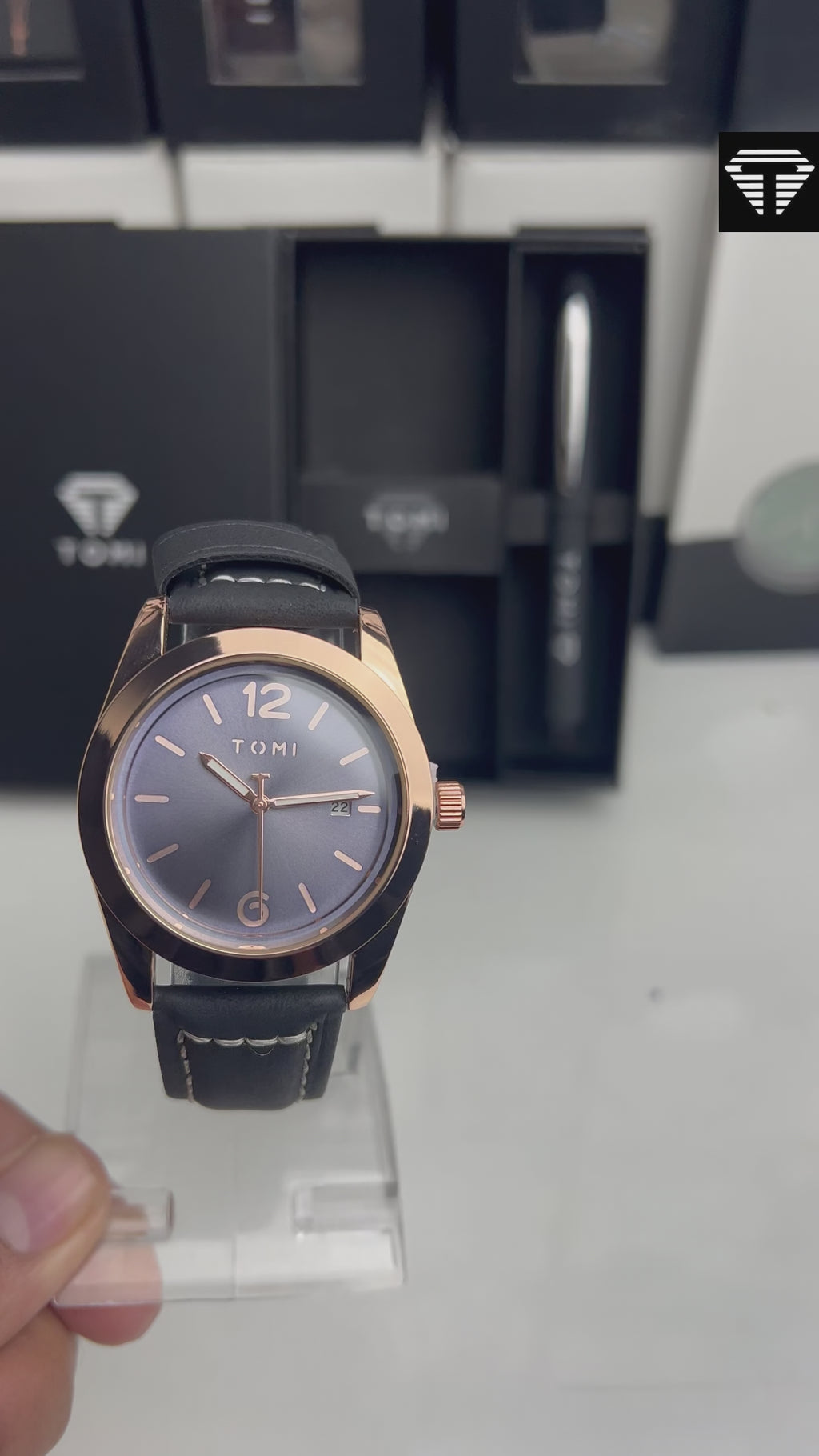 TOMI T-095 Men's Watch with Pen Gift Set