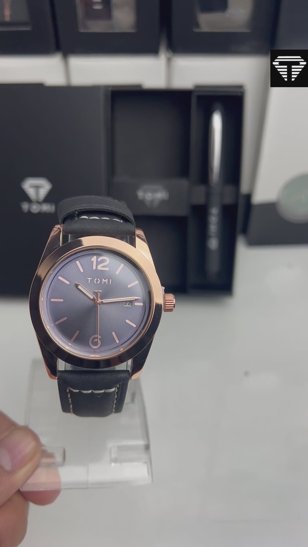 TOMI T-095 Men's Watch with Pen Gift Set