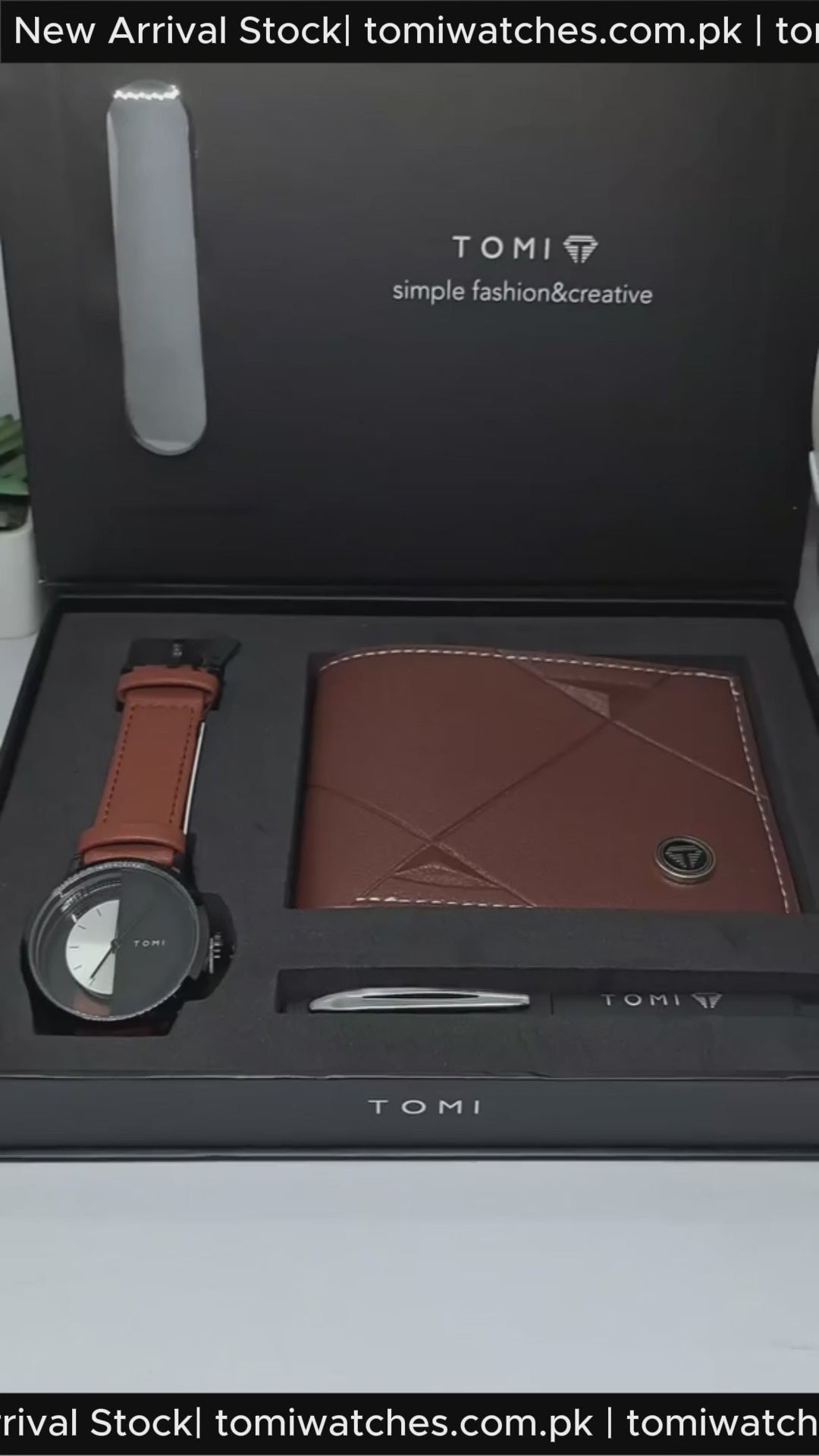 TOMI T-080 3PCS Gift Box Set with Watch, Wallet & Pen