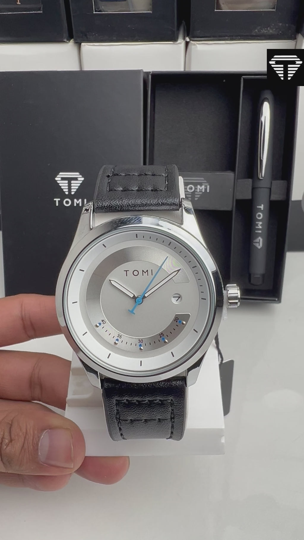 TOMI T-099 Men's Watch with Pen Gift Set
