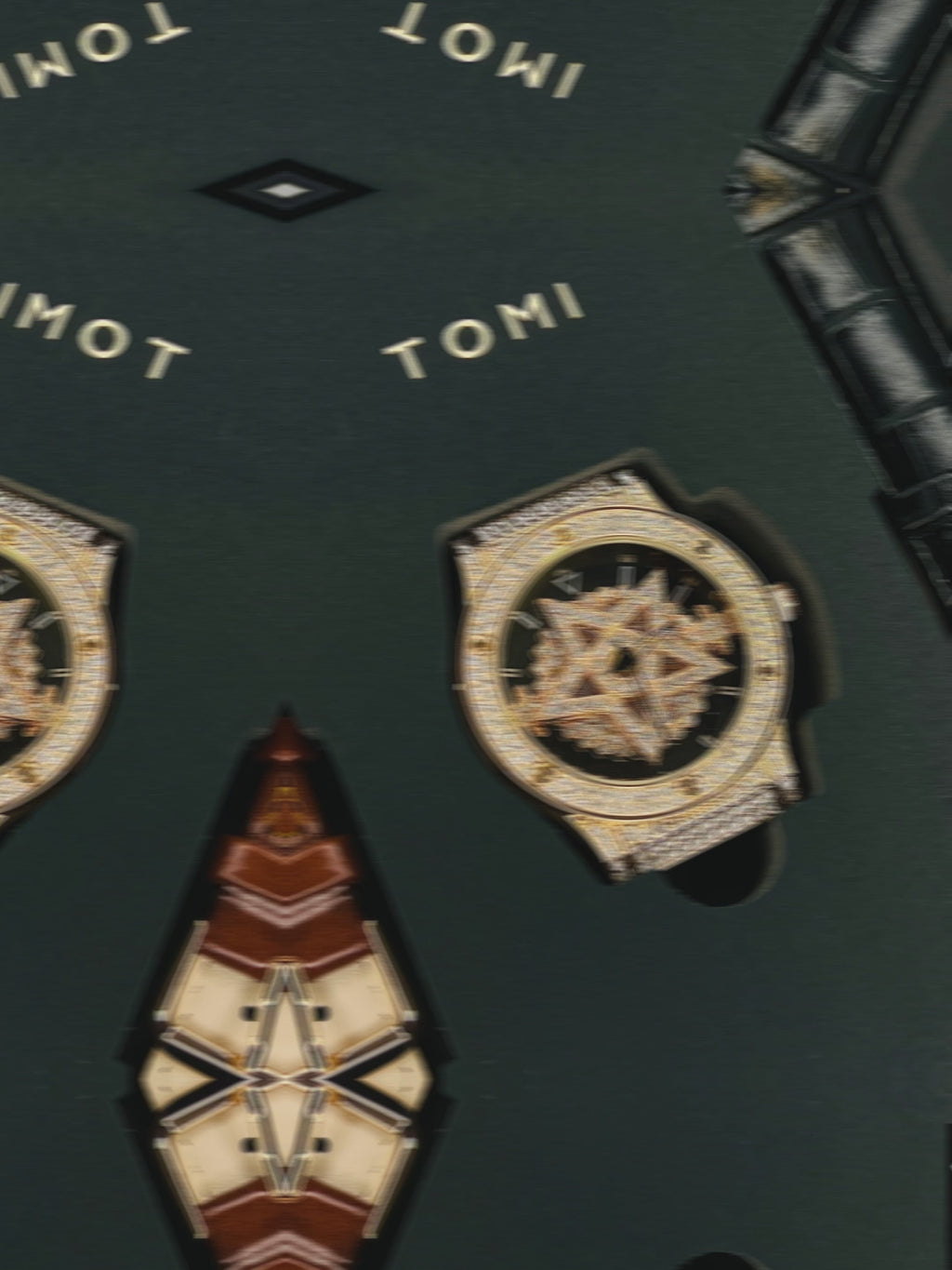 TOMI Skelton Iced Out Spinner Face Gear RoseGold