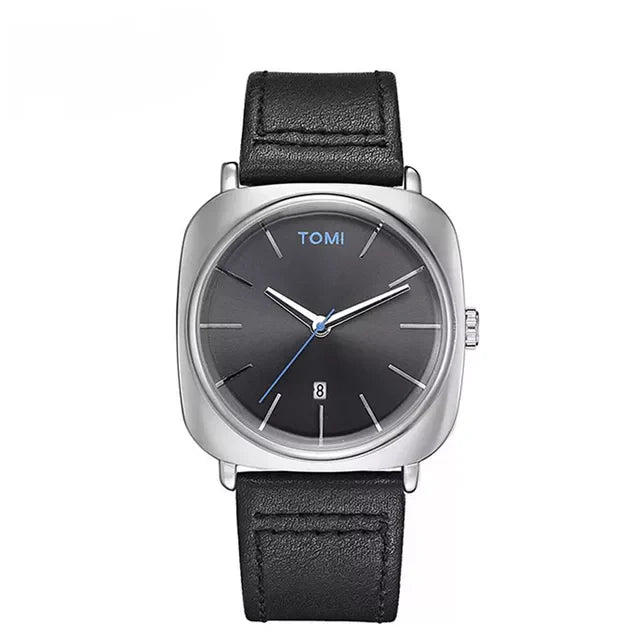 TOMI T-084 Men's Leather Strap Quartz Date Watch - Tomi Watches