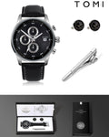 TOMI T-601 Luxury Business Chronograph Watch Tie Pin Cufflinks - Tomi Watches