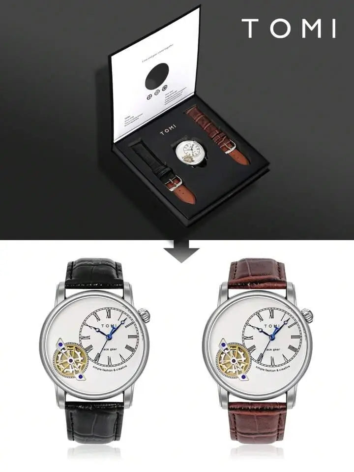 TOMI T-103 Face Gear Dual Strap Watch - Tomi Watches