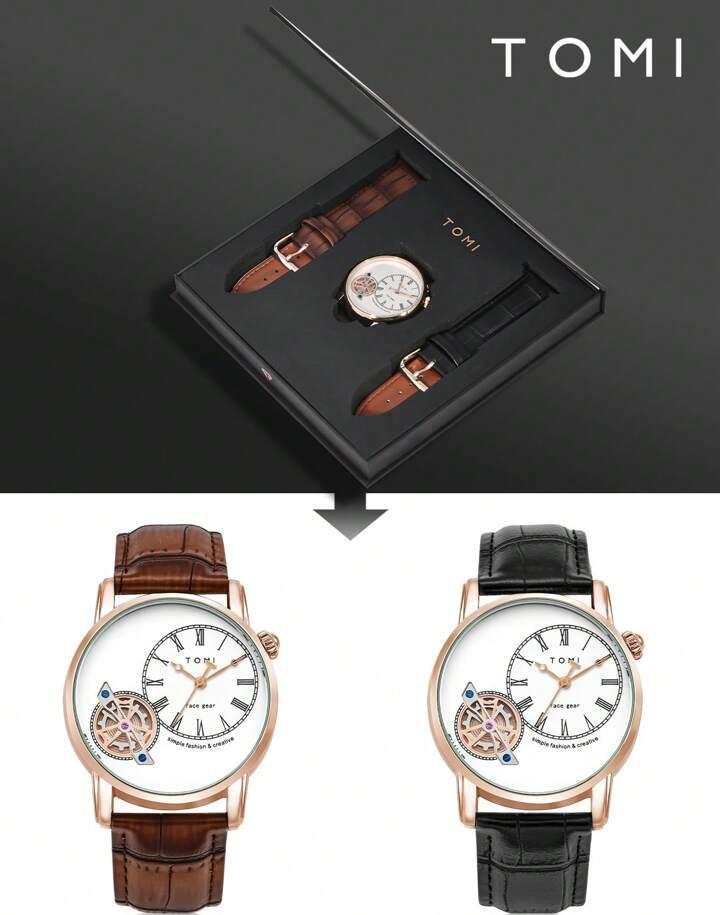 TOMI T-103 Face Gear Dual Strap Watch - Tomi Watches