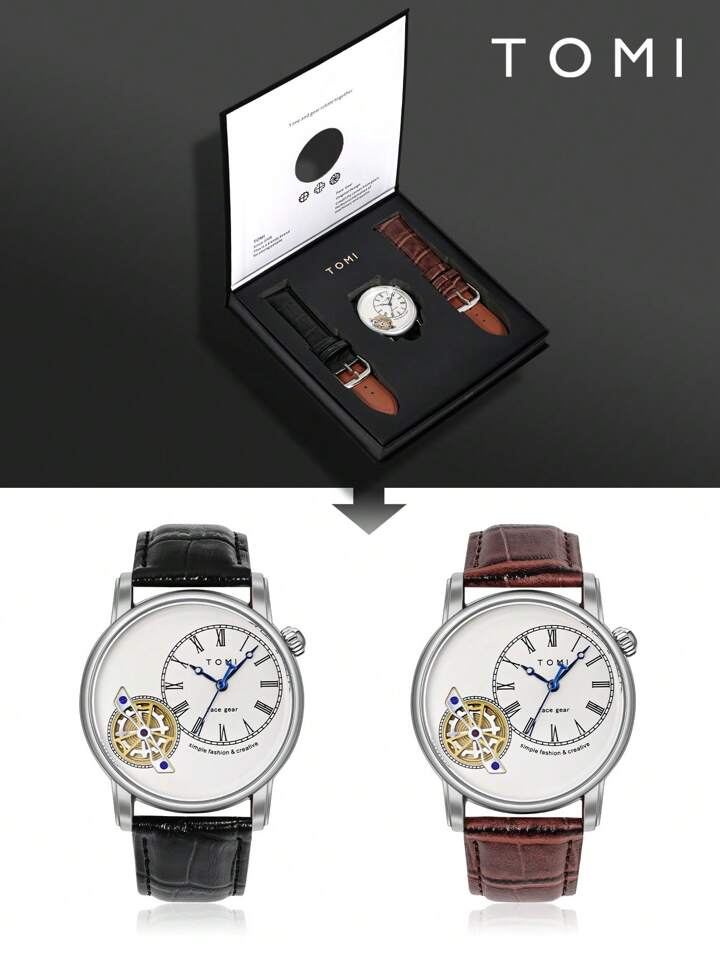 TOMI T-103 Face Gear Dual Strap Watch - Tomi Watches