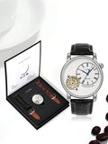 TOMI T-103 Dual Strap Face Gear Luxury Watch showcasing black and brown strap options