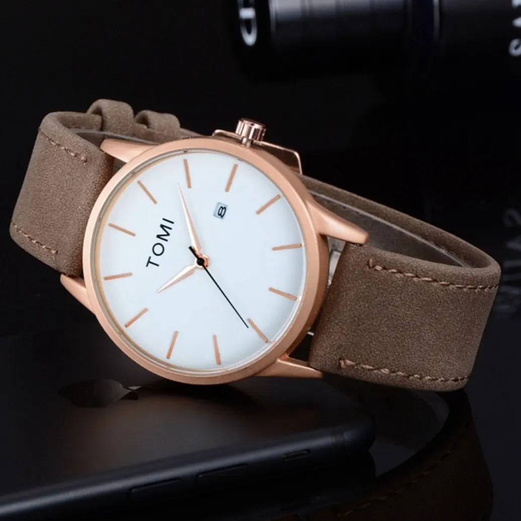 TOMI T-071 Watch For Men Date Quartz Round Shape - Tomi Watches