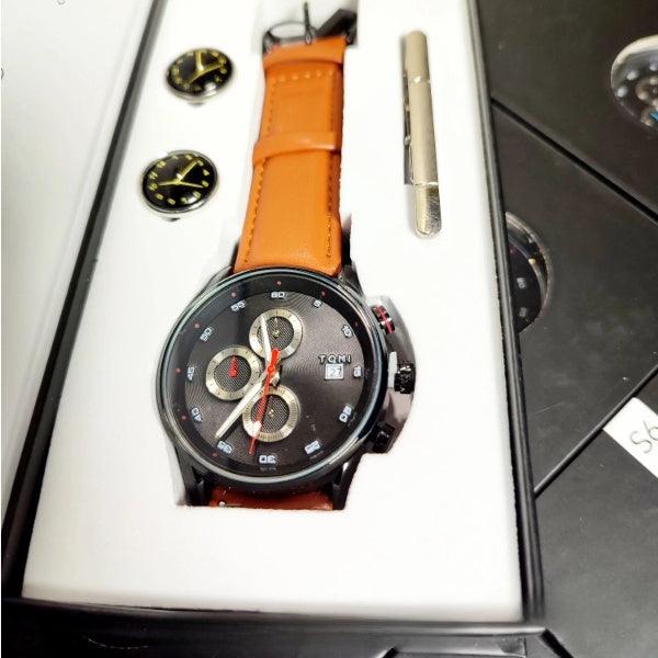 TOMI T-601 Luxury Business Chronograph Watch Tie Pin Cufflinks - Tomi Watches