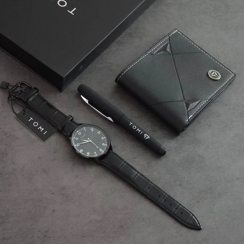 TOMI S8 Series Customized Gift Set – Watch, Wallet & Pen (Quartz) - Tomi Watches