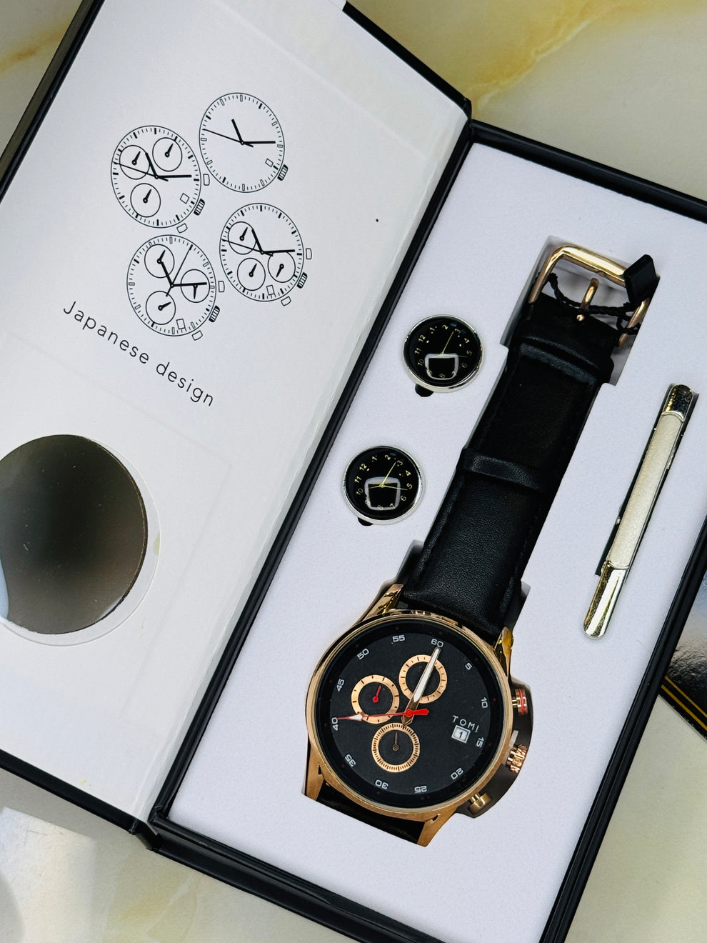 TOMI T-601 Luxury Watch Tie Pin & Cufflinks Set - Tomi Watches