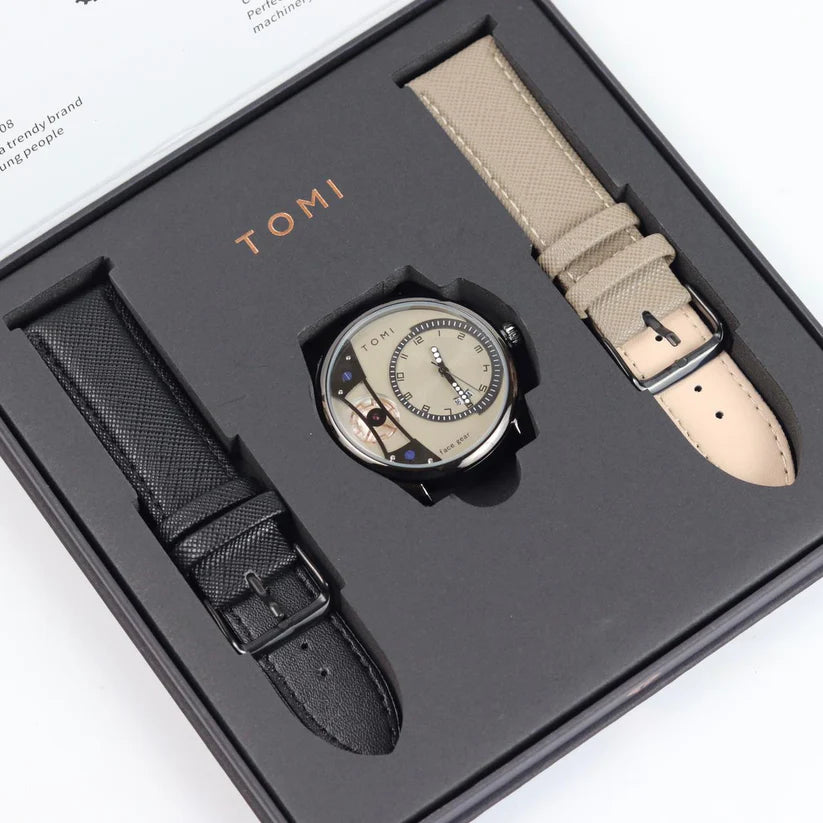 TOMI T-105 Dual Strap Face Gear Watch - Tomi Watches